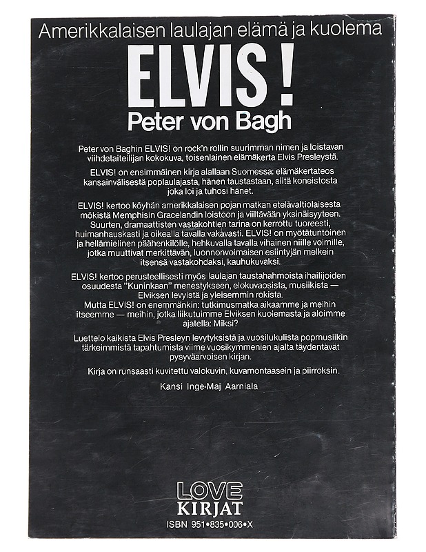 Elvis ! - Peter von Bagh - Musiikki- ja elokuvakirjat - 10105608501 - 1
