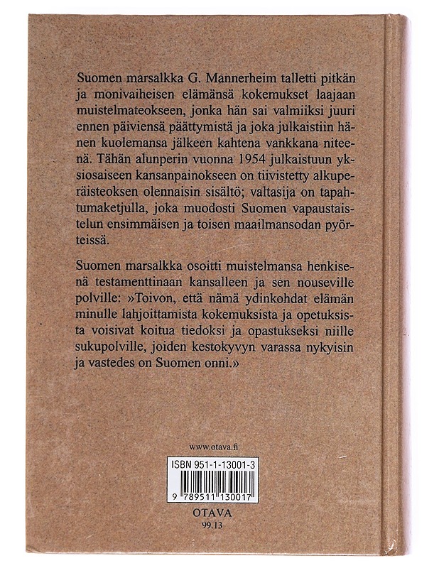 Suomen marsalkan muistelmat - Carl Gustaf Emil Mannerheim - Elämäkerrat ja muistelmat - 10105608605 - 1