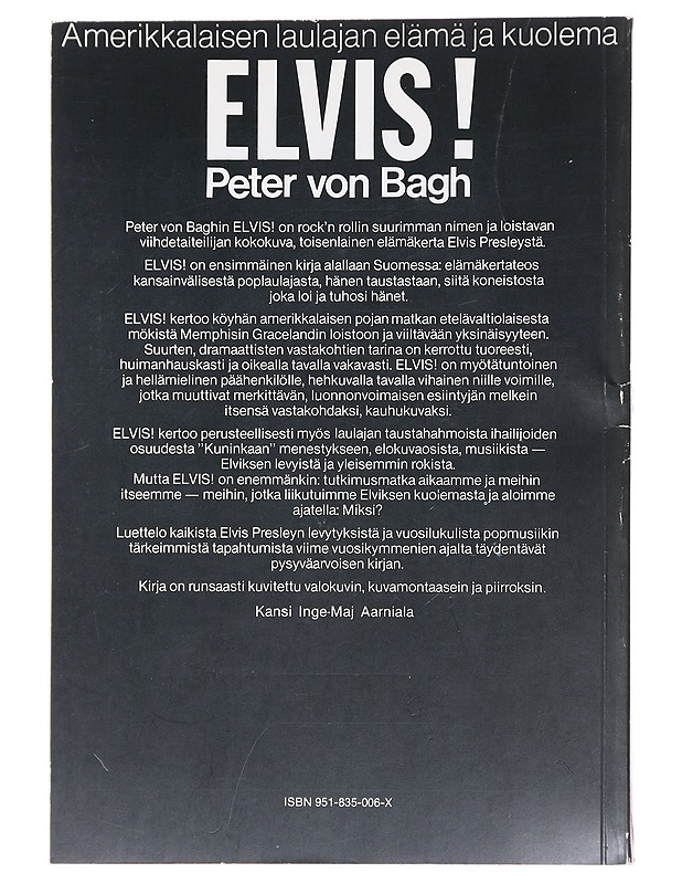 Elvis ! - Peter von Bagh - Elämäkerrat ja muistelmat - 10105608688 - 1