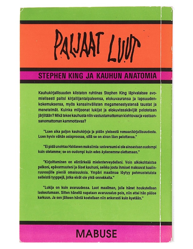 Paljaat luut / Stephen King ja kauhun anatomia - King, Stephen - Elämäkerrat ja muistelmat - 10105608713 - 1