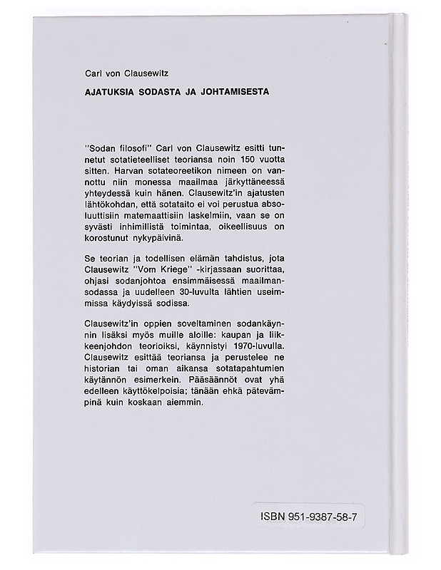 Ajatuksia sodasta ja johtamisesta - Clausewitz, Carl von - Historiakirjat - 10105608993 - 1