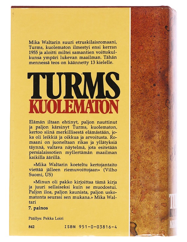 Turms, kuolematon - Mika Waltari - Romaanit ja novellit - 10105609092 - 1