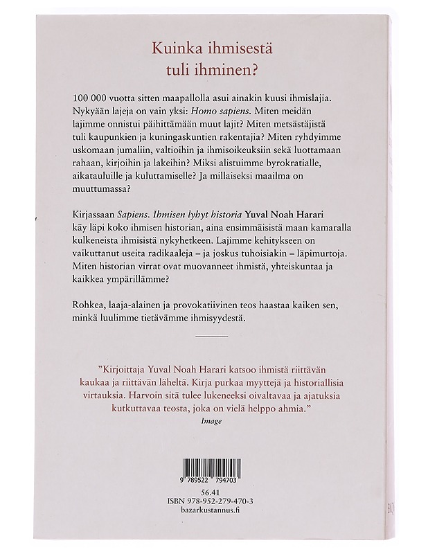 Sapiens : ihmisen lyhyt historia - Harari, Yuval Noah - Historiakirjat - 10105609113 - 1
