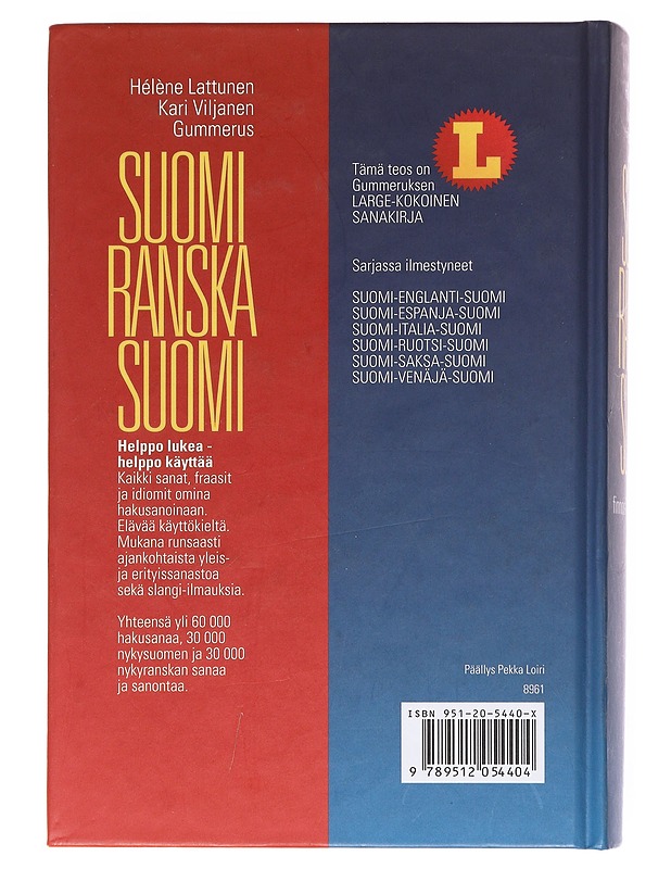 Suomi-ranska-suomi : Finnois-Francais-Finnois - Lattunen, Hélène - Tietokirjat ja oppaat - 10105609300 - 1