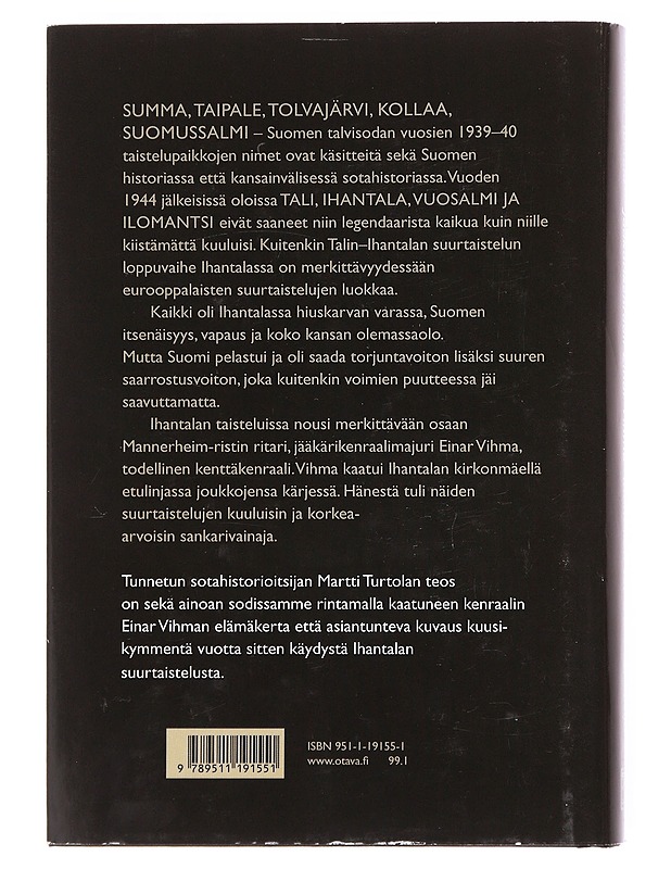 Jääkärikenraali Einar Vihma - Martti Turtola - Elämäkerrat ja muistelmat - 10105609827 - 1