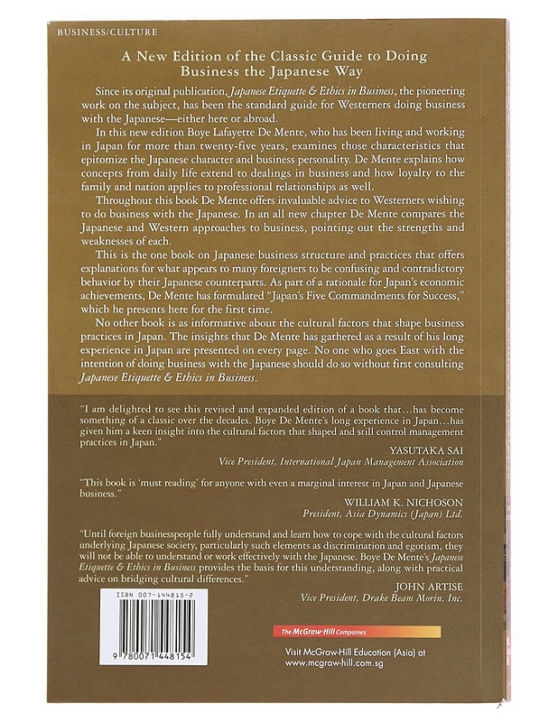 Japanese etiquette&ethics in business, sixth edition - Boye Lafayette De Mente - Tietokirjat ja oppaat - 10105609865 - 1