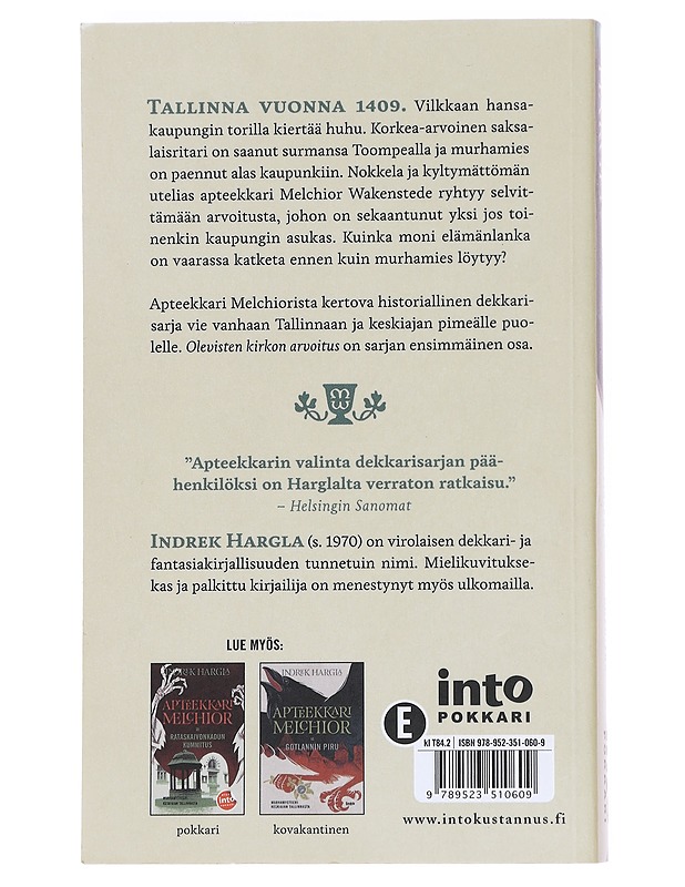 Apteekkari Melchior ja Olevisten kirkon arvoitus - Hargla, Indrek - Romaanit ja novellit - 10105610155 - 1