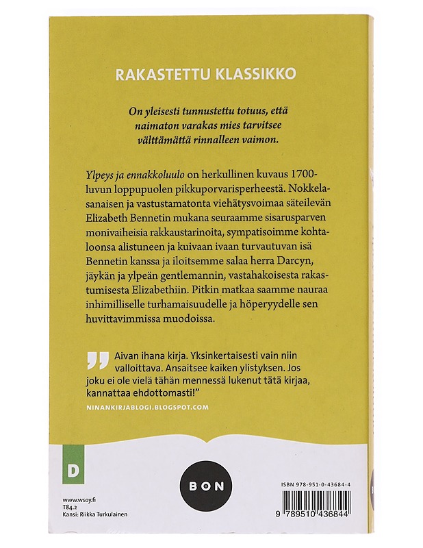 Ylpeys ja ennakkoluulo - Austen, Jane - Kirja lahjaksi - 10105610455 - 1