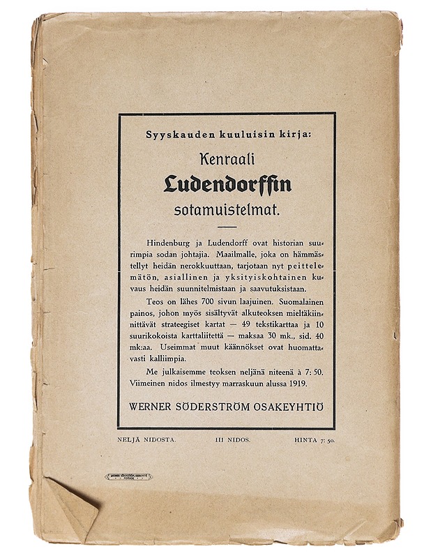 Kenraali Ludendorffin sotamuistelmat 1914-1918 osa III -  - Tietokirjat - 10105610584 - 1