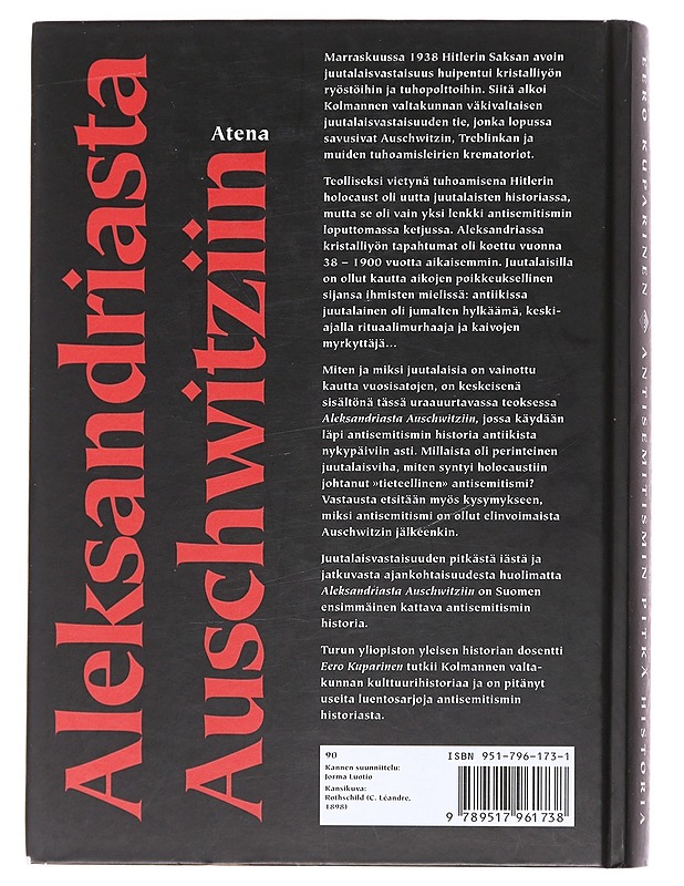 Aleksandriasta Auschwitziin : antisemitismin pitkä historia - Kuparinen, Eero - Historiakirjat - 10105610679 - 1