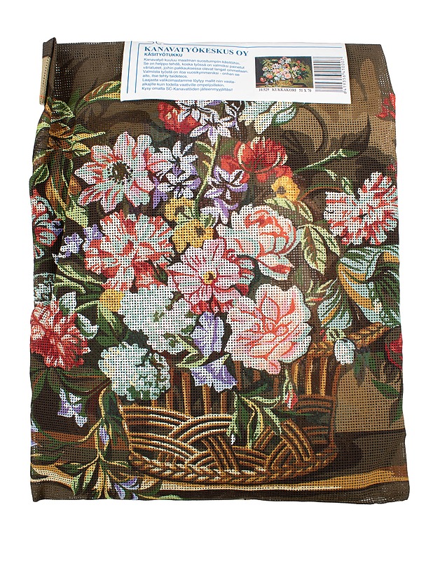 KANAVATYÖKESKUS OY Kukkakori- kanavatyö, pohja + langat,  51x70 cm - Käsityö - 10105611015 - 0