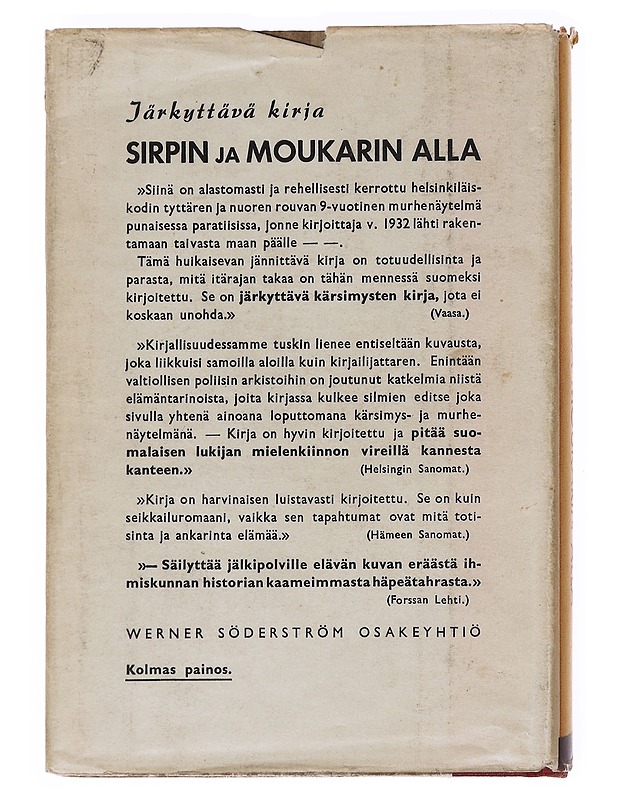 Sirpin ja moukarin alla - Kirsti Huurre - Elämäkerrat ja muistelmat - 10105611105 - 1