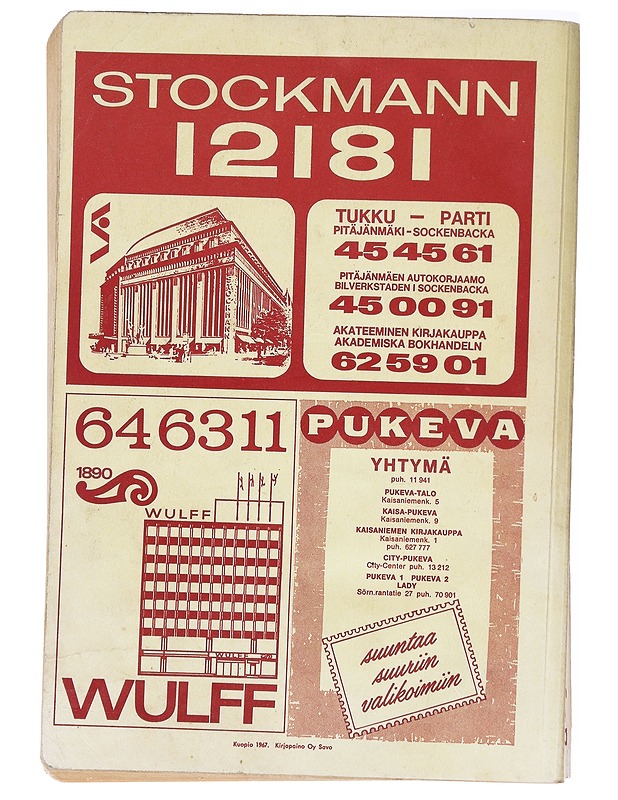 Helsingin puhelinluettelo. N:o 80, 1967 : S-Ö - Taide- ja kulttuurikirjat - 10105611830 - 1
