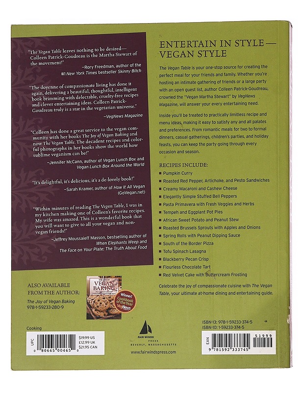 The Vegan Table - Patrick-Goudreau, Colleen - Ruokakirjat - 10105612998 - 1