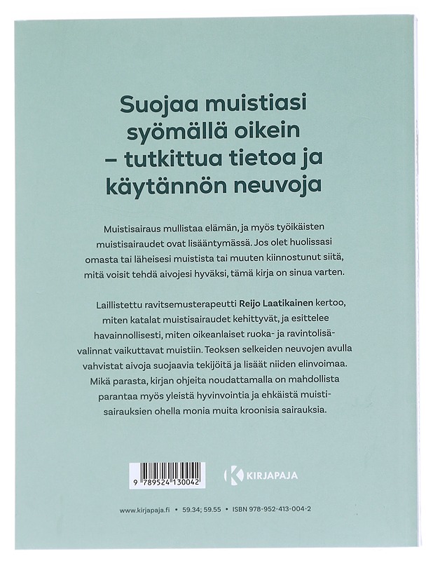 Parasta ruokaa aivoille : ravinto muistisairauksien ehkäisijänä - Reijo Laatikainen - Tietokirjat ja oppaat - 10105613021 - 1