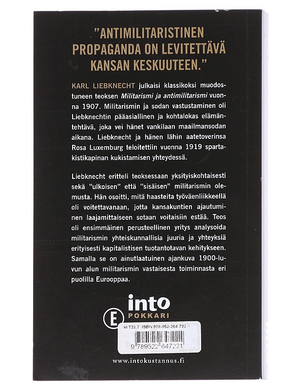 Militarismi ja antimilitarismi - Karl Liebknecht - Tietokirjat ja oppaat - 10105613743 - 1
