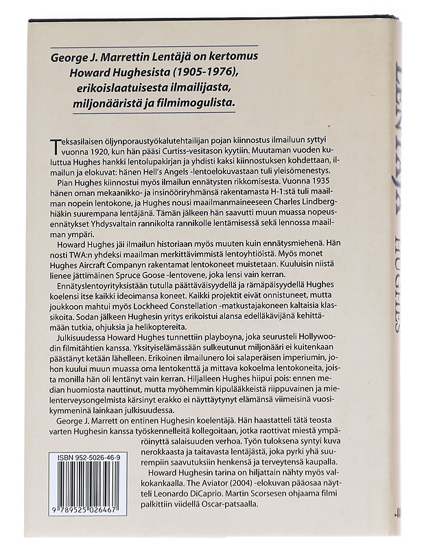 Lentäjä / Howard Hughes - Marrett, George J. - Elämäkerrat ja muistelmat - 10105613800 - 1