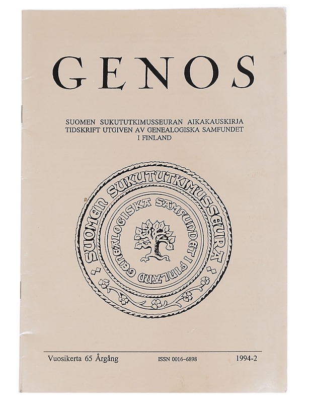 Genos : Suomen sukututkimusseuran  1994 No. 2 - Lehdet - 10105613804 - 0