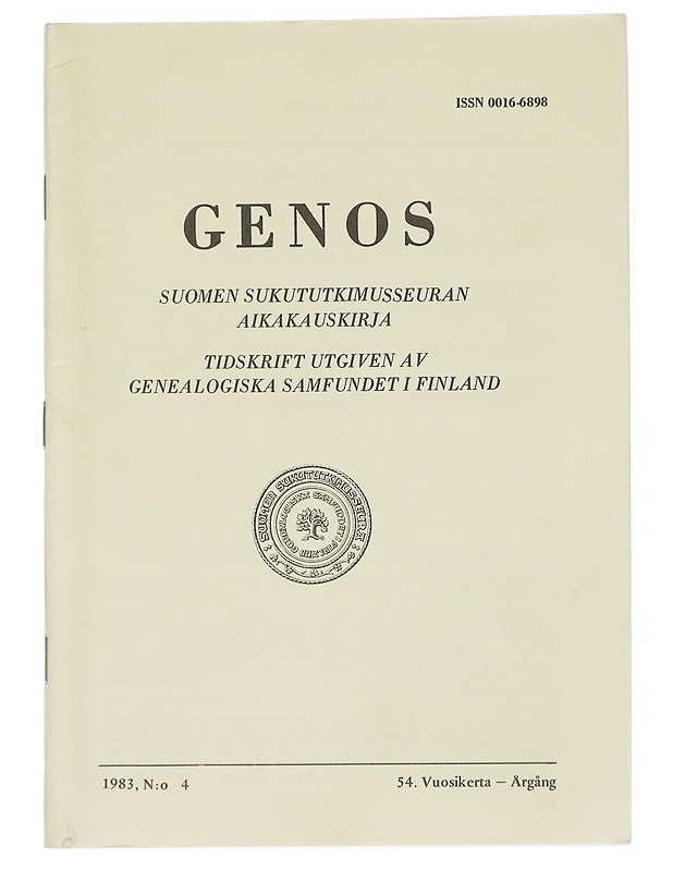 Genos : Suomen sukututkimusseuran  1983 No. 2 - Lehdet - 10105613912 - 0