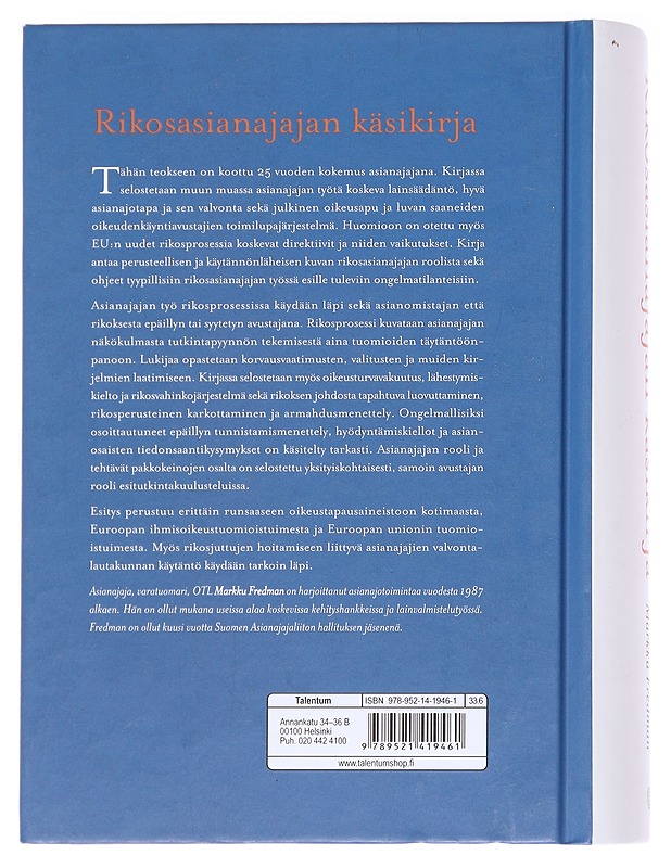 Rikosasianajajan käsikirja - Markku Fredman - Tietokirjat ja oppaat - 10105613999 - 1