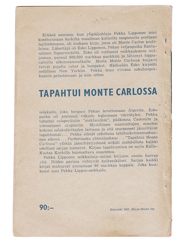 Pekka Lipposen seikkailuja 11 : Jälleen Hirmuinen Manta - Romaanit ja novellit - 10105614074 - 1