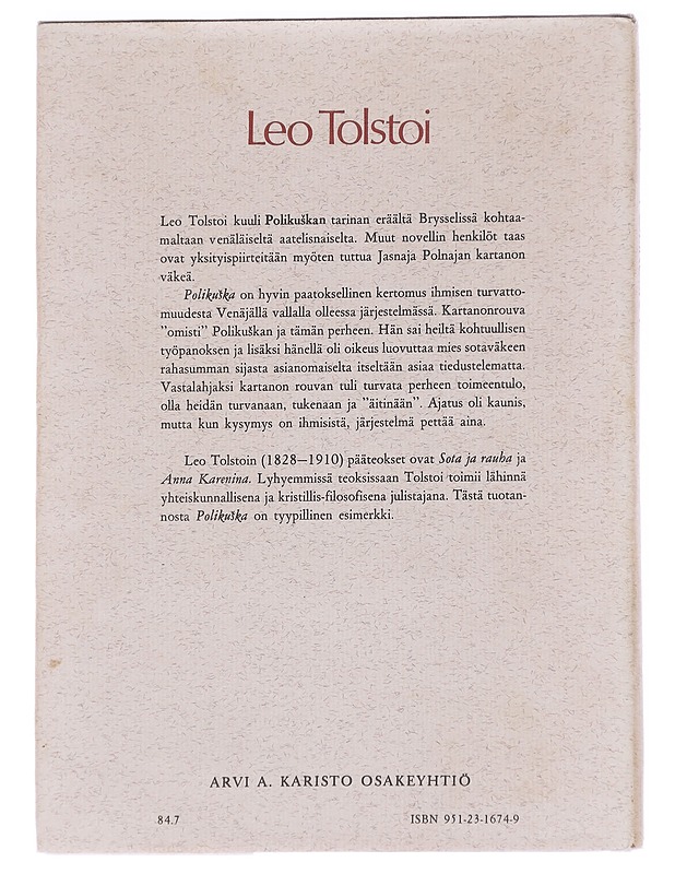 Polikuška - Tolstoi, Leo - Romaanit ja novellit - 10105614094 - 1