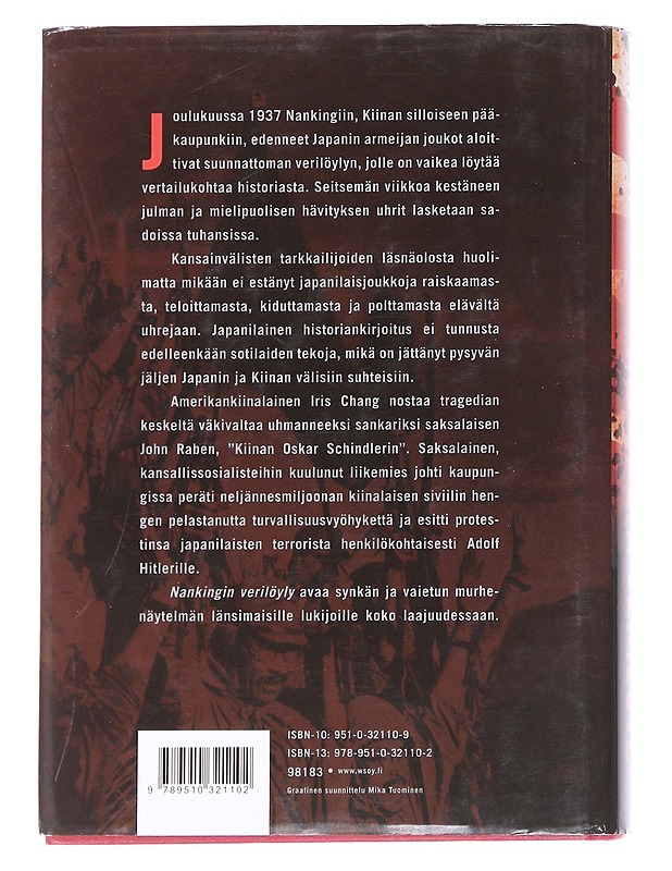 Nankingin verilöyly - Chang, Iris - Historiakirjat - 10105614469 - 1