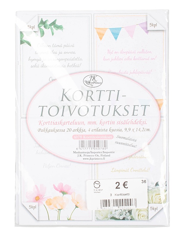 JK PRIMECO Korttitoivotukset korttiaskartelusetti - Askartelu - 10105614628 - 0