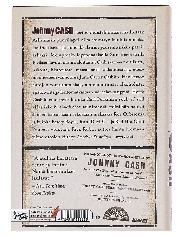 Cash omin sanoin - Cash, Johnny - Elämäkerrat ja muistelmat - 10105614671 - 1