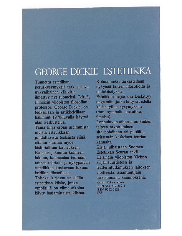 Estetiikka : tutkimusalue, käsitteitä ja ongelmia - George Dickie - Tietokirjat ja oppaat - 10105614672 - 1