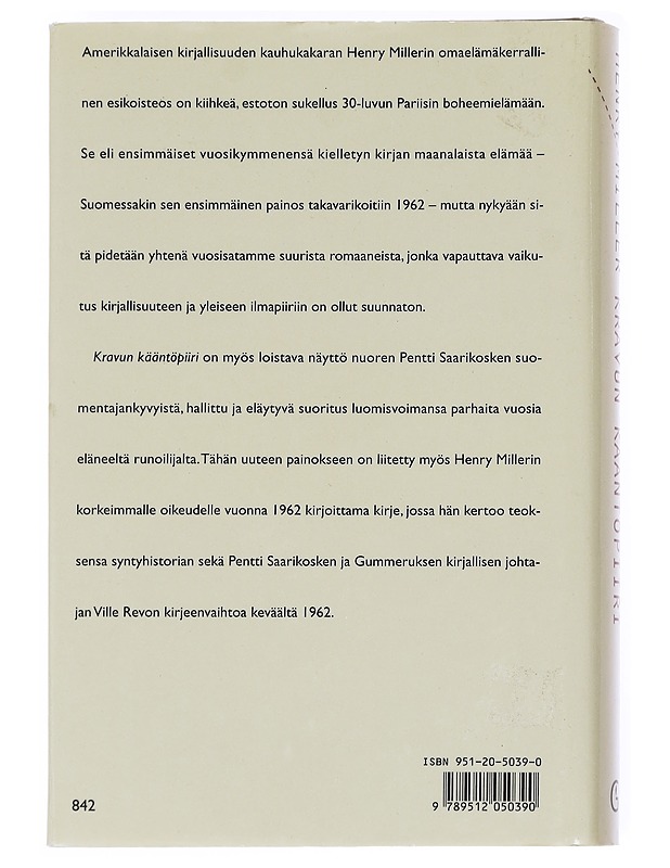 Kravun kääntöpiiri - Miller, Henry - Romaanit ja novellit - 10105615120 - 1