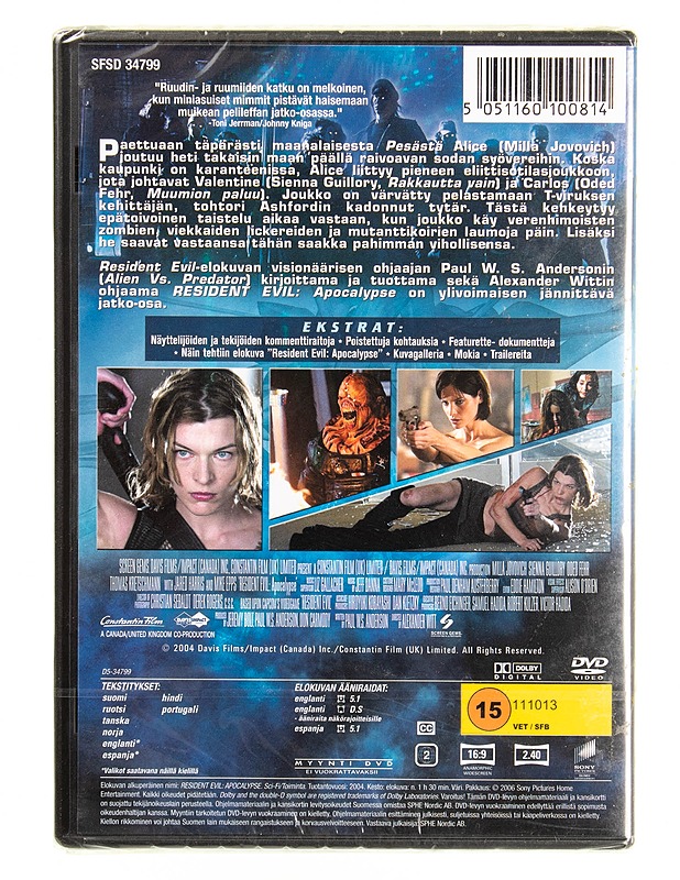 Resident Evil: Apocalypse - DVD - DVD-elokuvat - 10105615325 - 1