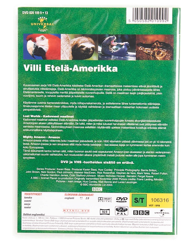 Villi Etelä-Amerikka kadonneet maailmat Amazon - DVD - DVD-elokuvat - 10105615804 - 1