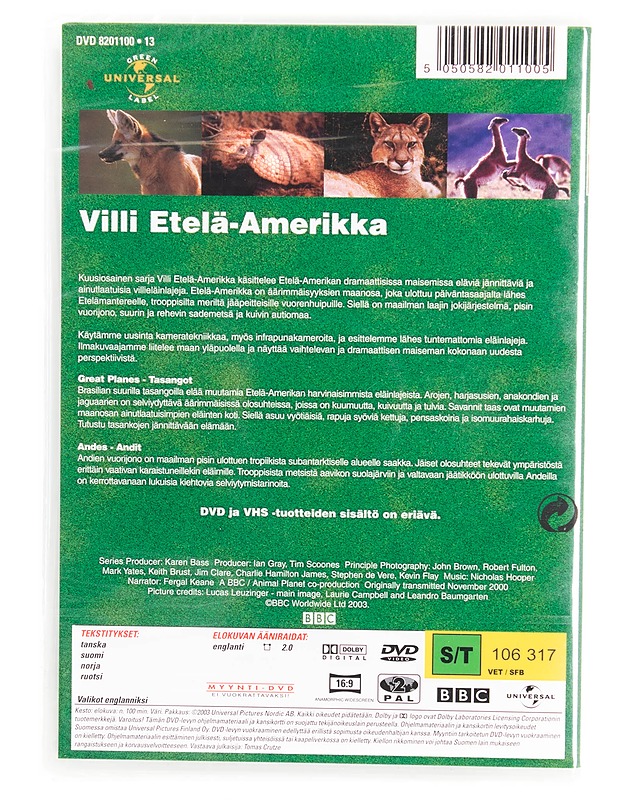 Villi Etelä-Amerikka Tasangot Andit - DVD - DVD-elokuvat - 10105615808 - 1