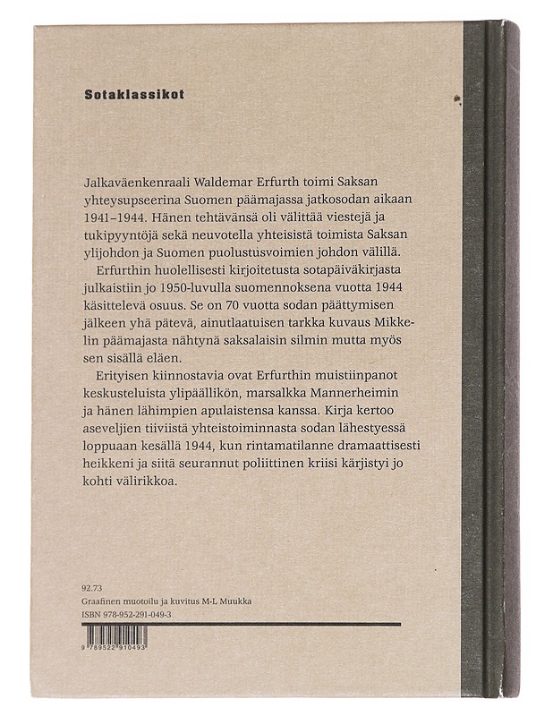 Sotapäiväkirja vuodelta 1944 - Erfurth, Waldemar - Elämäkerrat ja muistelmat - 10105616307 - 1
