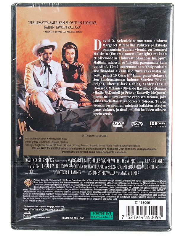 Tuulen viemää (Gone with the Wind) - DVD - DVD-elokuvat - 10105616383 - 1