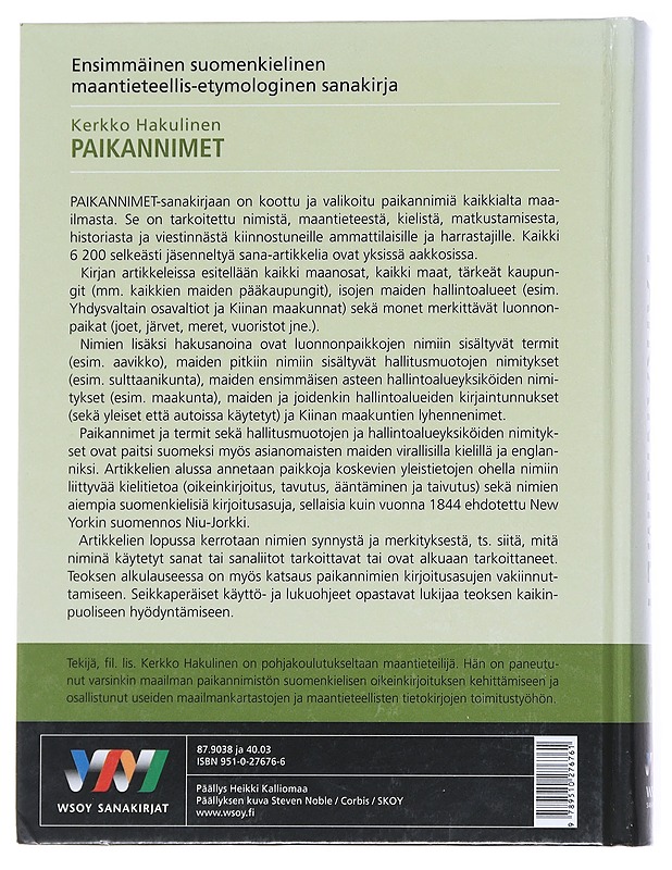 Paikannimet - Kerkko Hakulinen - Tietokirjat ja oppaat - 10105617105 - 1