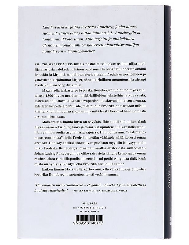 Frederika Charlotta o.s. Tengström , kansallisrunoilijan vaimo - Merete Mazzarella - Elämäkerrat ja muistelmat - 10105617303 - 1