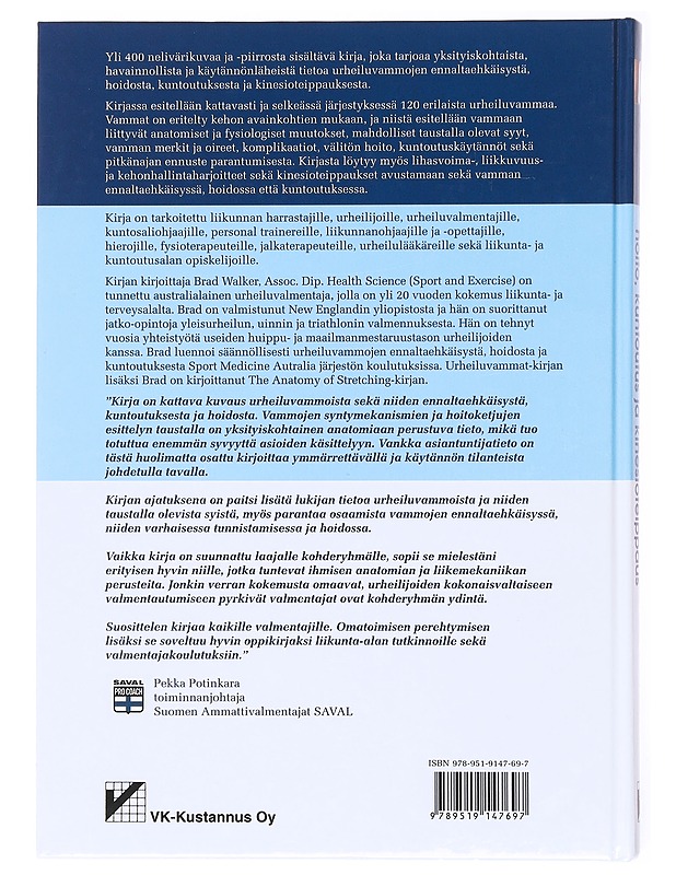 Urheiluvammat : ennaltaehkäisy, hoito, kuntoutus ja kinesioteippaus - Walker, Brad - Tietokirjat ja oppaat - 10105617348 - 1