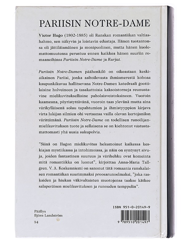 Parisin Notre-Dame - Hugo, Victor - Romaanit ja novellit - 10105617700 - 1