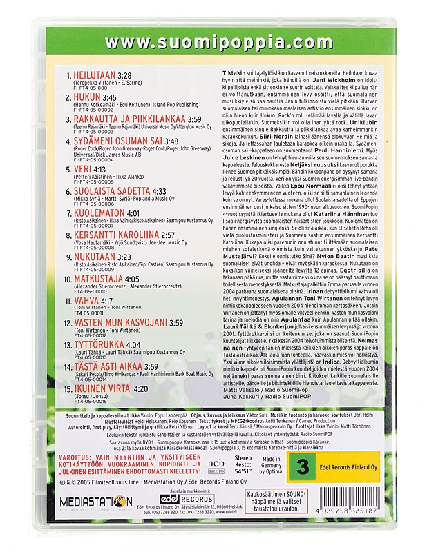 Suomipoppia karaoke : 15 kovaa kotimaista Karaoke-klassikkoa! - DVD - DVD-elokuvat - 10105618428 - 1