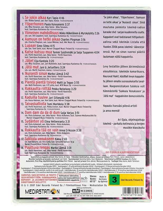 Iskelmä karaoke: 18 suosittua iskelmäkaraoke-hittiä! - DVD - DVD-elokuvat - 10105618448 - 1
