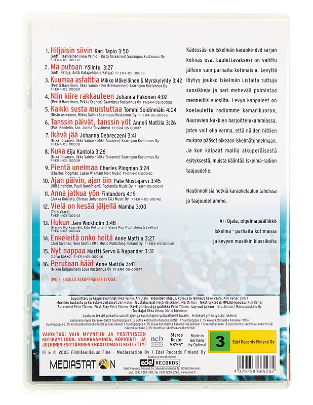 Iskelmä karaoke: 16 suosittua iskelmäkaraoke-hittiä! - DVD - DVD-elokuvat - 10105618455 - 1