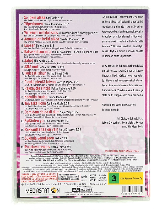Iskelmä karaoke: 18 suosittua iskelmäkaraoke-hittiä! - DVD - DVD-elokuvat - 10105618460 - 1