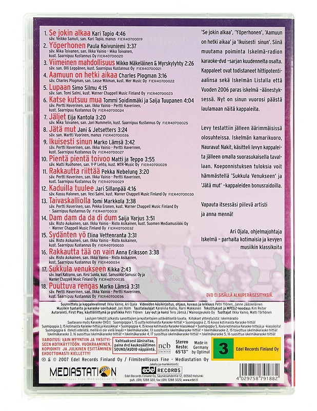 Iskelmä karaoke: 18 suosittua iskelmäkaraoke-hittiä! - DVD - DVD-elokuvat - 10105618463 - 1