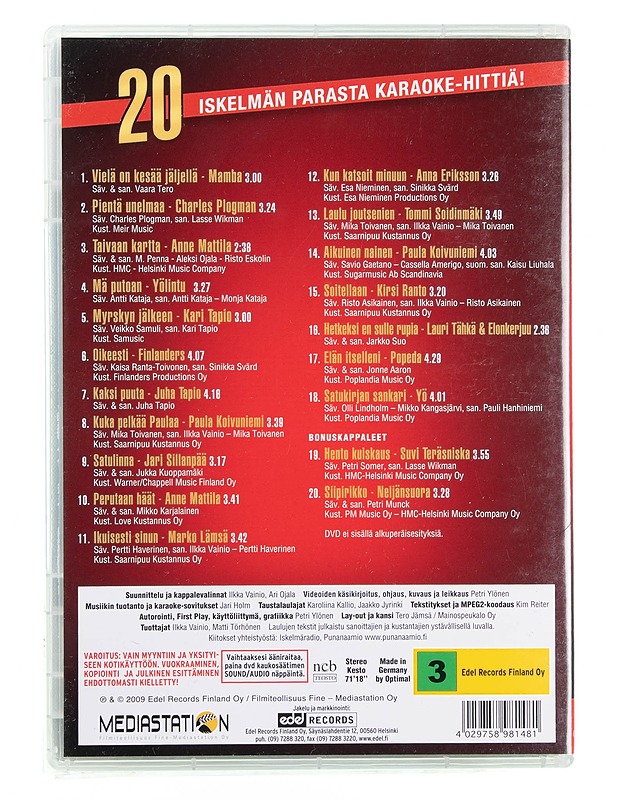 Iskelmän parhaat: 20 iskelmän parasta karaoke-hittiä! - DVD - DVD-elokuvat - 10105618489 - 1