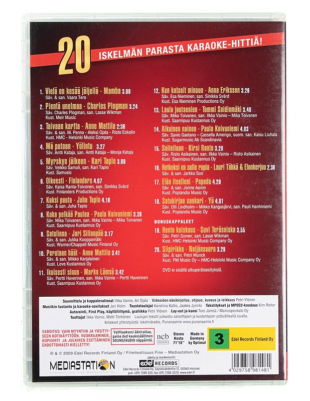 Iskelmän parhaat: 20 iskelmän parasta karaoke-hittiä! - DVD - DVD-elokuvat - 10105618516 - 1