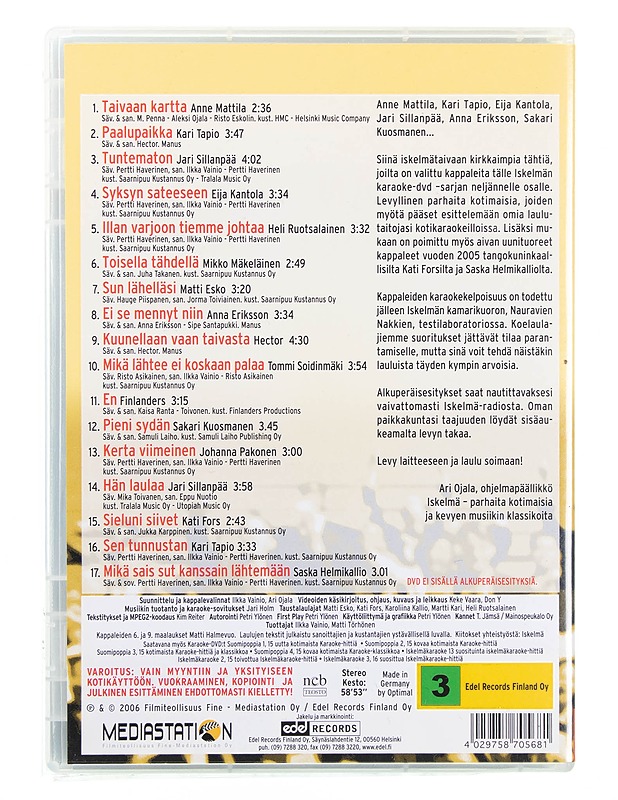 Iskelmä karaoke: 17 suosittua iskelmäkaraoke-hittiä! - DVD - DVD-elokuvat - 10105618526 - 1