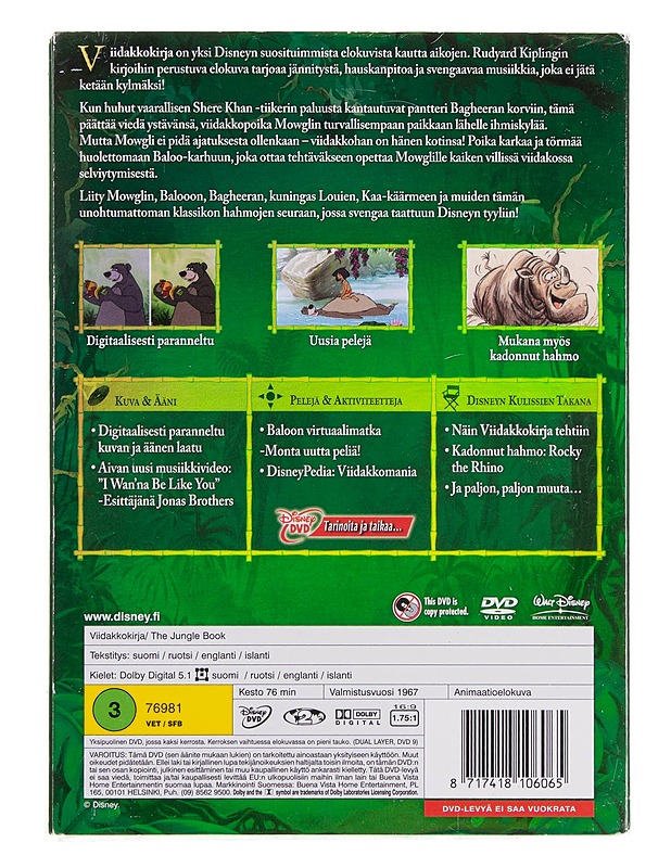 Disney : Viidakkokirja 40-vuotisjuhlajulkaisu - DVD - DVD-elokuvat - 10105618721 - 1