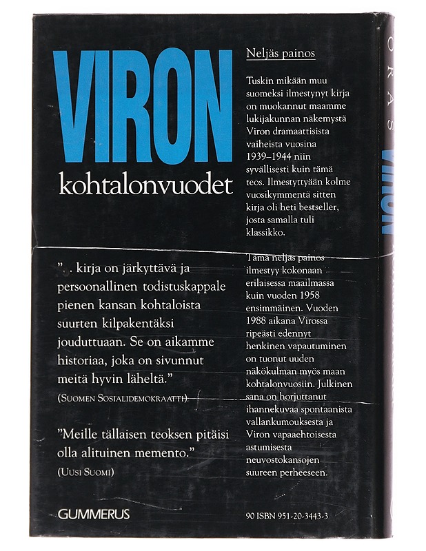 Viron kohtalonvuodet - Oras, Ants - Tietokirjat - 10105619103 - 1